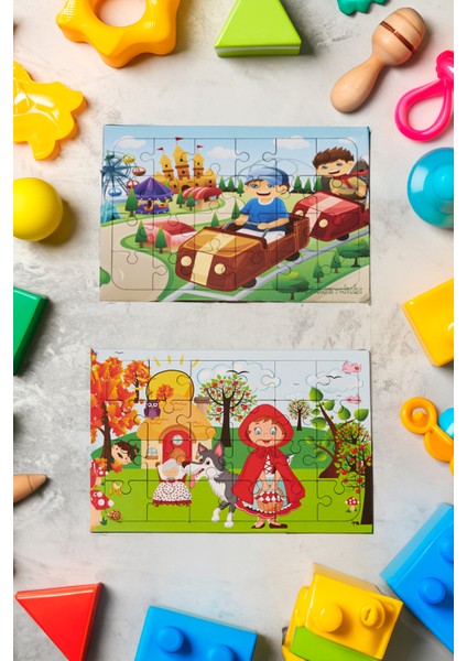 Okul Öncesi Başlangıç Yapboz Lunapark Maceram Ve Kırmızı Başlıklı Kız Ahşap Puzzle Set