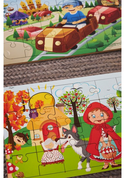 Okul Öncesi Başlangıç Yapboz Lunapark Maceram Ve Kırmızı Başlıklı Kız Ahşap Puzzle Set