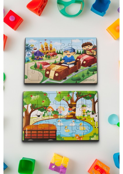 Hoby Games Okul Öncesi Başlangıç Yapboz Lunapark Maceram Ve Piknik Ahşap Puzzle Set