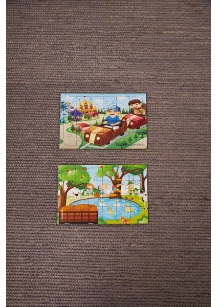 Hoby Games Okul Öncesi Başlangıç Yapboz Lunapark Maceram Ve Piknik Ahşap Puzzle Set