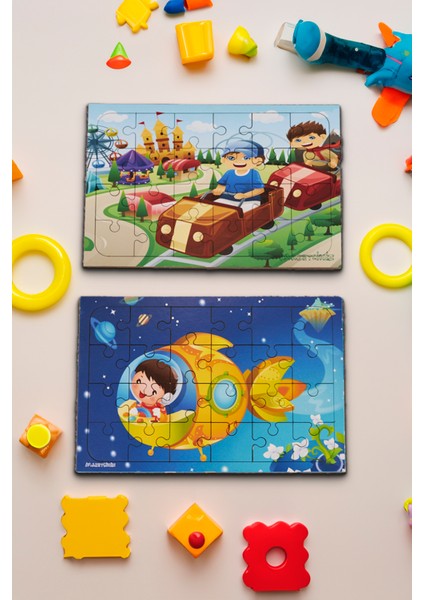 Okul Öncesi Başlangıç Yapboz Lunapark Maceram Ve Gizemli Uzay Ahşap Puzzle Set