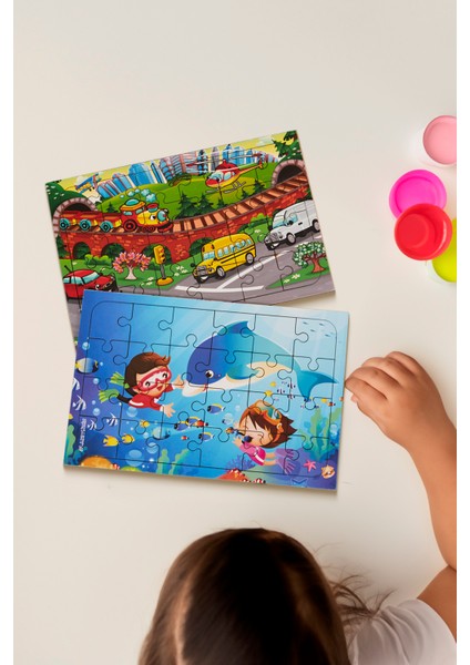 Okul Öncesi Başlangıç Yapboz Taşıtlar Ve Dalgıçahşap Puzzle Set