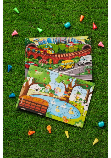 Okul Öncesi Başlangıç Yapboz Taşıtlar Ve Piknik Ahşap Puzzle Set