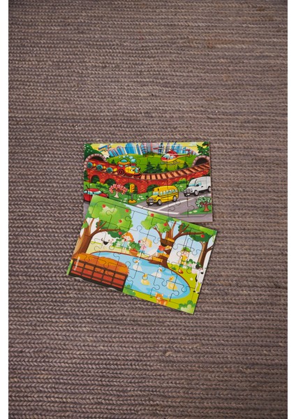 Okul Öncesi Başlangıç Yapboz Taşıtlar Ve Piknik Ahşap Puzzle Set