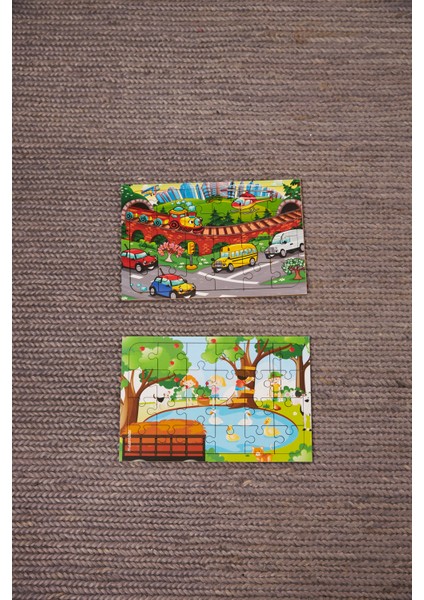 Okul Öncesi Başlangıç Yapboz Taşıtlar Ve Piknik Ahşap Puzzle Set