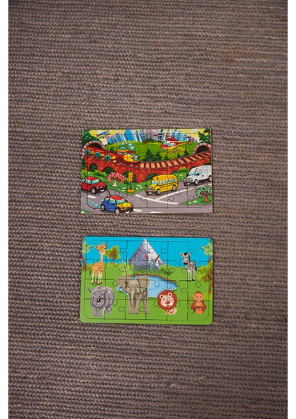 Okul Öncesi Başlangıç Yapboz Taşıtlar Ve Safari Ahşap Puzzle Set