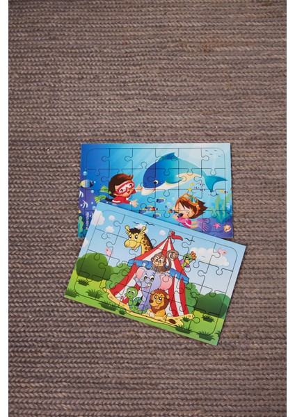 Okul Öncesi Başlangıç Yapboz Sevimli Okyanus Ve Sirk Ahşap Puzzle Set