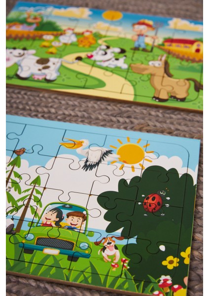 Okul Öncesi Başlangıç Yapboz Çiftliğim Ve Hayvanlar Alemi Ahşap Puzzle Set