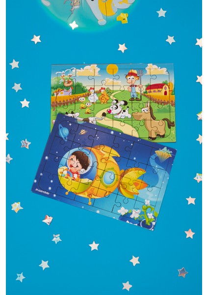 Okul Öncesi Başlangıç Yapboz Çiftliğim Ve Uzaya Yolculuk Ahşap Puzzle Set