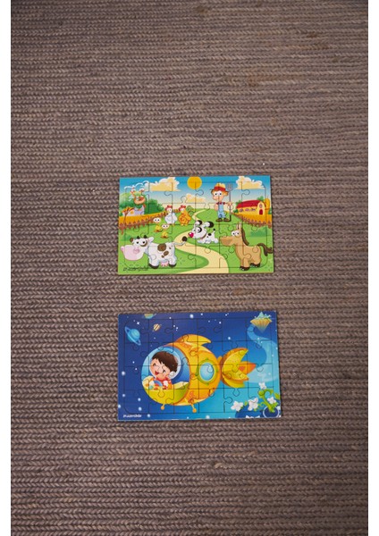 Okul Öncesi Başlangıç Yapboz Çiftliğim Ve Uzaya Yolculuk Ahşap Puzzle Set