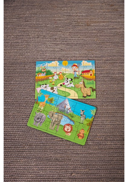 Okul Öncesi Başlangıç Yapboz Çiftliğim Ve Safari Ahşap Puzzle Set