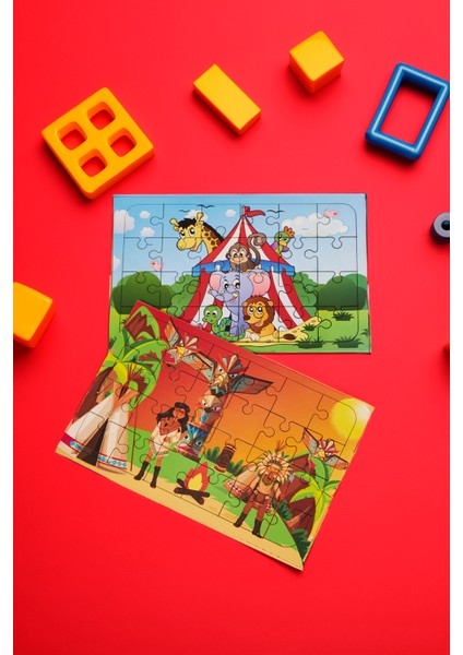 Okul Öncesi Başlangıç Yapboz Sirk Ve Kızılderili Ahşap Puzzle Set