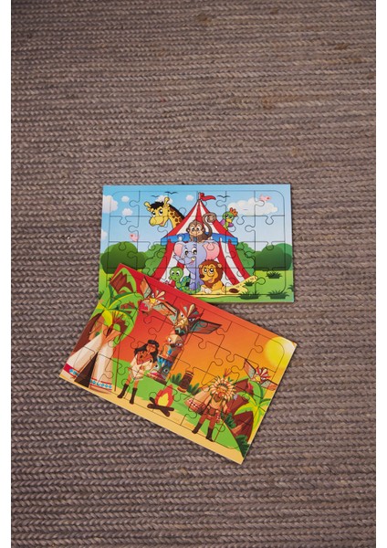 Okul Öncesi Başlangıç Yapboz Sirk Ve Kızılderili Ahşap Puzzle Set