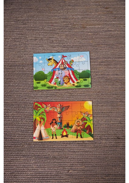 Okul Öncesi Başlangıç Yapboz Sirk Ve Kızılderili Ahşap Puzzle Set