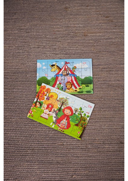 Okul Öncesi Başlangıç Yapboz Sirk Ve Kırmızı Başlıklı Kız Ahşap Puzzle Set