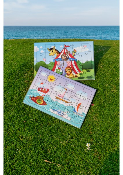 Okul Öncesi Başlangıç Yapboz Sirk Ve Deniz Araçları Ahşap Puzzle Set