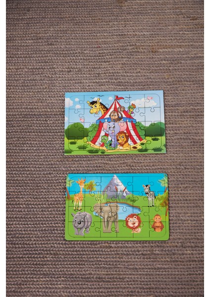 Okul Öncesi Başlangıç Yapboz Sirk Ve Safari Ahşap Puzzle Set