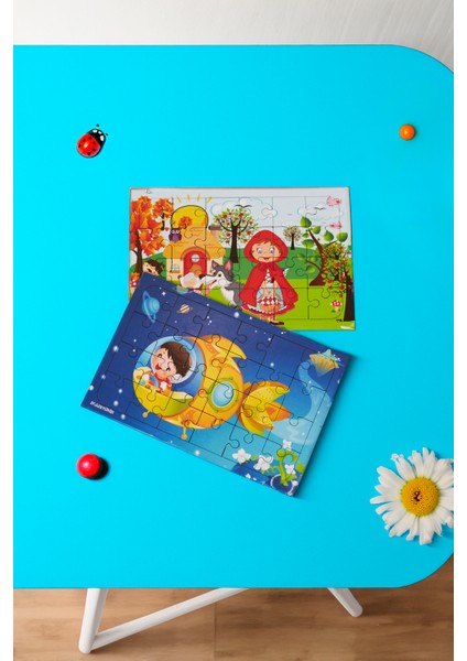 Okul Öncesi Başlangıç Yapboz Kırmızı Başlıklı Kız Ve Uzaya Yolculuk Ahşap Puzzle Set