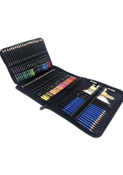 95 Adet / Takım Renkli Kalem Kroki Boyama Kömür Pastelli Kalem Çizim Sanat Malzemeleri Kırtasiye Okul Için Taşınabilir Kılıf | Renkli Kalemler (Yurt Dışından) modelleri