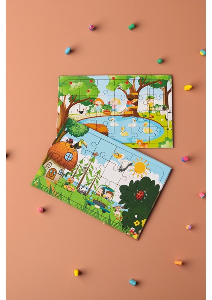 Okul Öncesi Başlangıç Yapboz Hayvanlar Alemi Ve Piknik Ahşap Puzzle Set