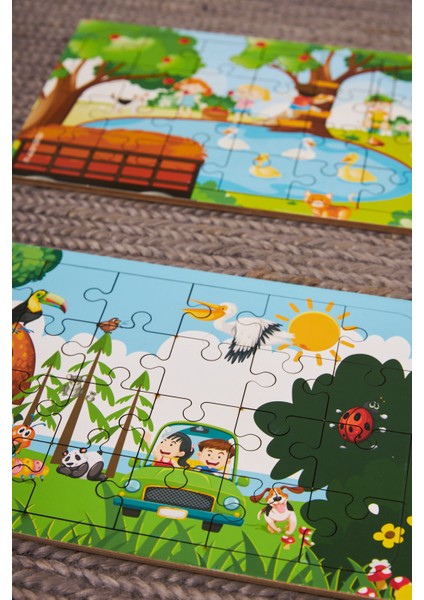 Okul Öncesi Başlangıç Yapboz Hayvanlar Alemi Ve Piknik Ahşap Puzzle Set