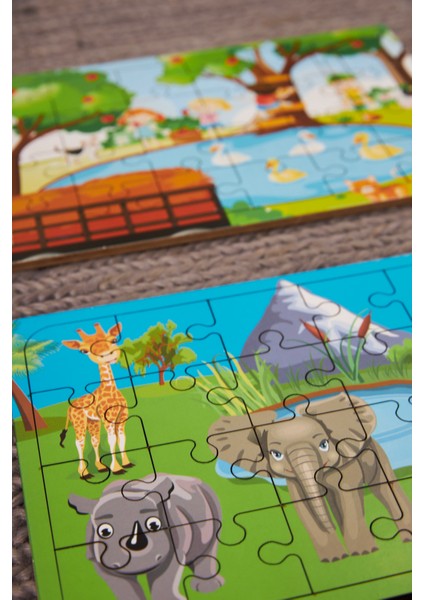 Okul Öncesi Başlangıç Yapboz Piknik Ve Safarı Ahşap Puzzle Set