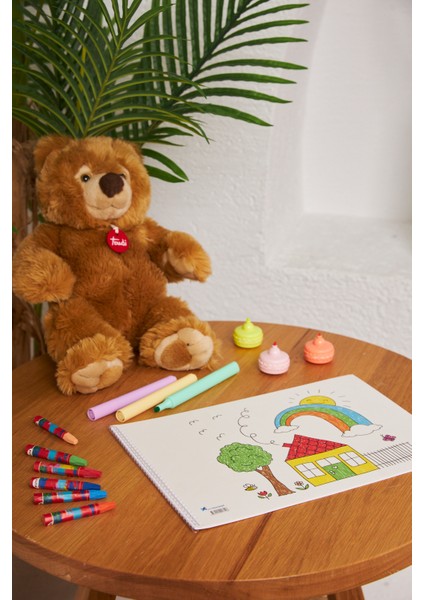 2 Adet Okul Orta Boy Resim Defteri 23*33CM Güzel Evim Karton Kapak Spiralli 15 Yaprak Set