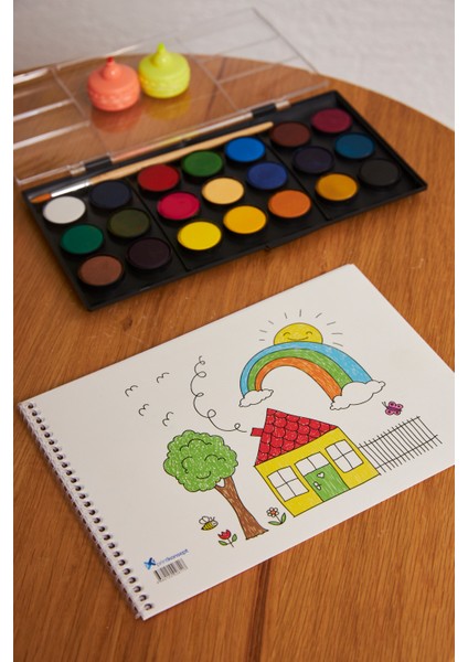 Okul Öncesi 6 Adet Küçük Boy Güzel Evim Küçük Boy 15 Yapraklı Karton Kapaklı Resim Defteri 17X24CM