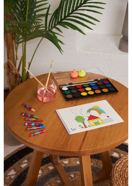 Okul Öncesi 6 Adet Küçük Boy Güzel Evim Küçük Boy 15 Yapraklı Karton Kapaklı Resim Defteri 17X24CM