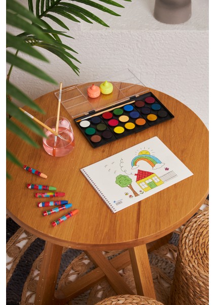 Okul Öncesi 6 Adet Küçük Boy Güzel Evim Küçük Boy 15 Yapraklı Karton Kapaklı Resim Defteri 17X24CM