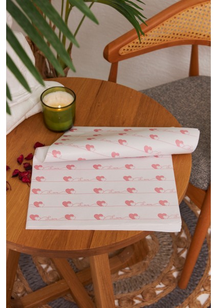 Hediye Paketleme Kağıdı: 10 Adet Yüksek Kaliteli Özel Kalp Yolu Baskılı Pelur 30GR. Pelur Kağıtlarımızla Şık Hediyeler Hazırlayın 24*34CM