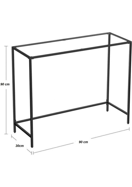 Tino Furniture Greenwich Siyah Metal Cam Raflı Dresuar Konsol