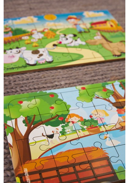 Okul Öncesi Başlangıç Yapboz Çiftlik Ve Piknik Ahşap Puzzle Set