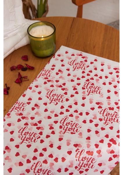 Hediye Paketleme Kağıdı: 30 Adet Yüksek Kaliteli Özel I Love Youbaskılı Pelur 30GR. Pelur Kağıtlarımızla Şık Hediyeler Hazırlayın 34*48CM
