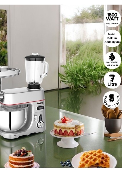 SR50 Döküm Gövde 7 Litre Içli Köfte Hamur Yoğurma Kıyma Çekme Erişte Blender Çıpıcı mixer Set