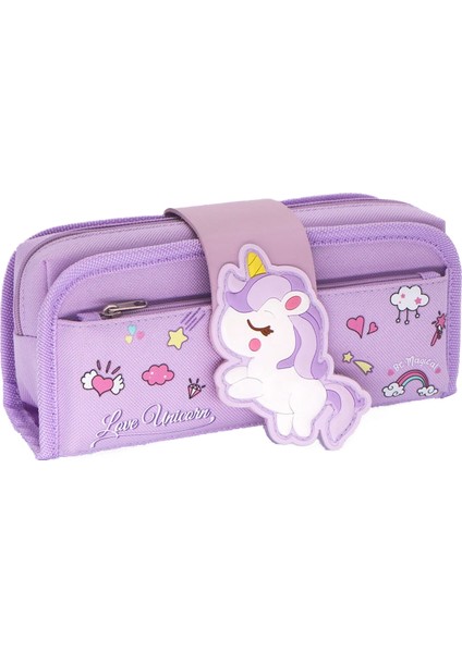 Mor Gökkuşağı At Kalem Kutusu Büyük Kapasiteli Karikatür Kalem Kutusu Ilköğretim Okulu Sevimli Unicorn Kırtasiye Kutusu (Yurt Dışından)