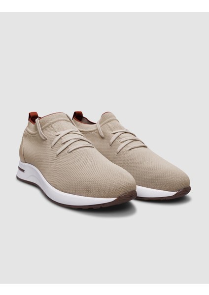 Triko Bej Bağcıklı Kadın Sneaker