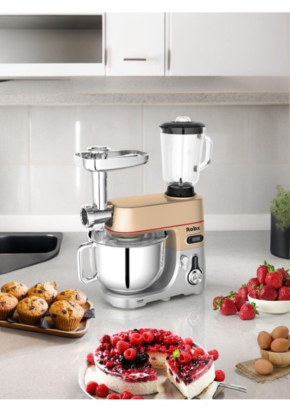 SR50 Döküm Gövde 7 Litre Hamur Yoğurma Kıyma  Erişte Blender Mixer Set