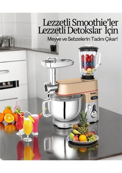 SR50 Döküm Gövde 7 Litre Hamur Yoğurma Kıyma  Erişte Blender Mixer Set