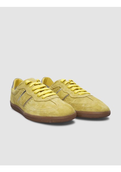 Deri Sarı Süet Bağcıklı Kadın Sneaker