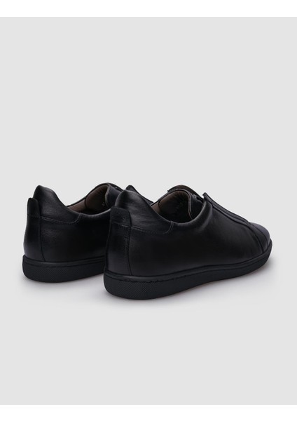 Deri Siyah Lastikli Erkek Sneaker