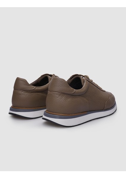 Deri Vizon Bağcıklı Erkek Sneaker