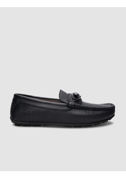%100 Hakiki Deri Siyah Tokalı Erkek Loafer