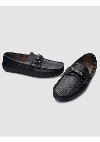 %100 Hakiki Deri Siyah Tokalı Erkek Loafer indirimleri