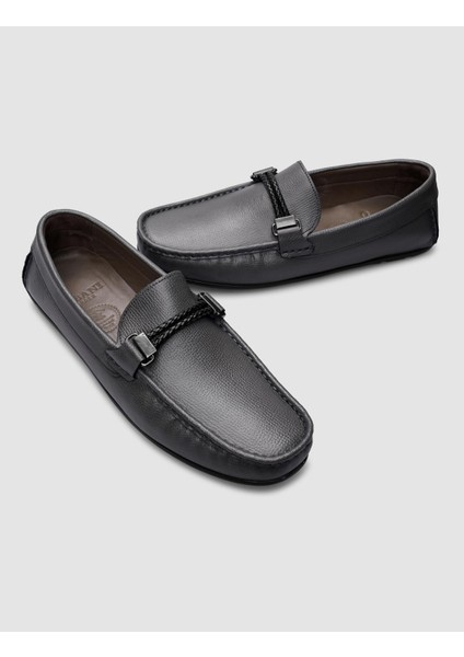 %100 Hakiki Deri Gri Tokalı Erkek Loafer indirimleri