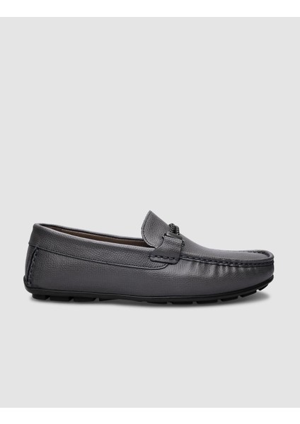 Deri Gri Tokalı Erkek Loafer