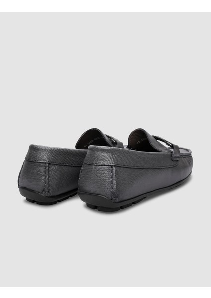 Deri Gri Tokalı Erkek Loafer