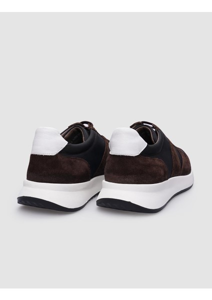 Deri Kahverengi Süet Bağcıklı Erkek Sneaker