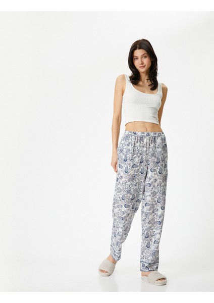 Çiçekli Pijama Altı Beli Lastikli
