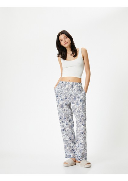 Çiçekli Pijama Altı Beli Lastikli